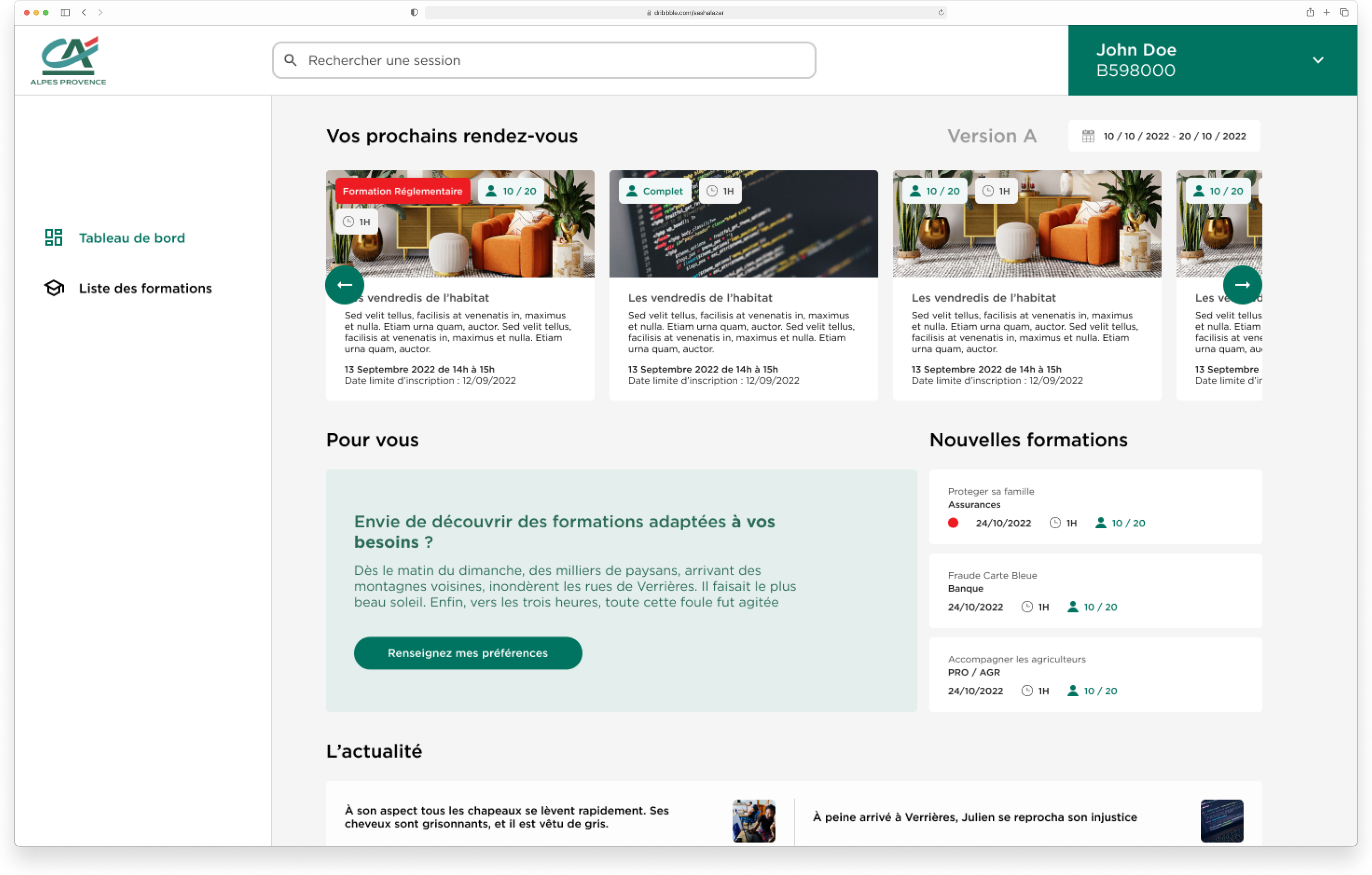 CAAP - Plateforme - e-Learning - Home Ecran "Splash" ayant pour but de rediriger au mieux l'utilisateur sur le site