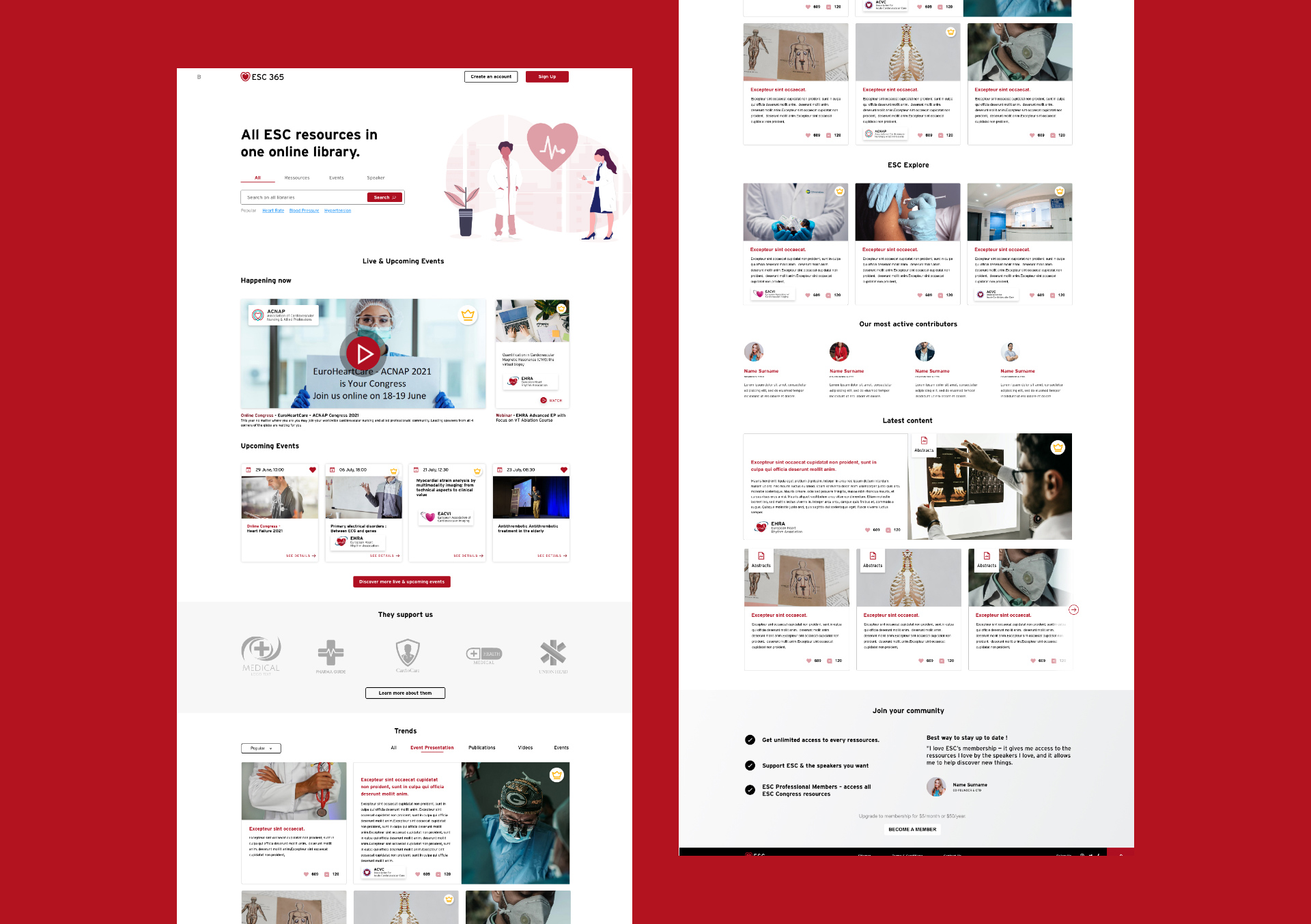 Page d'accueil du site ESC365